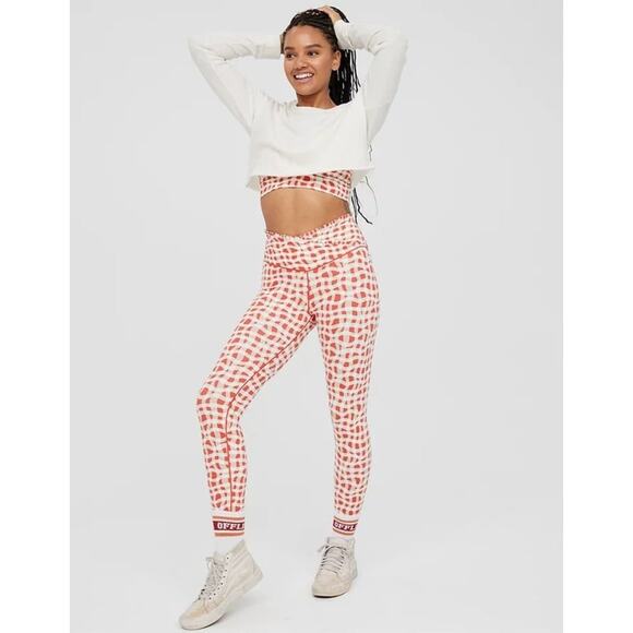 OFFLINE By Aerie Real Me Extra High Waisted Crossover Ruffle Legging XS  Gingham - Picture 1 of 6